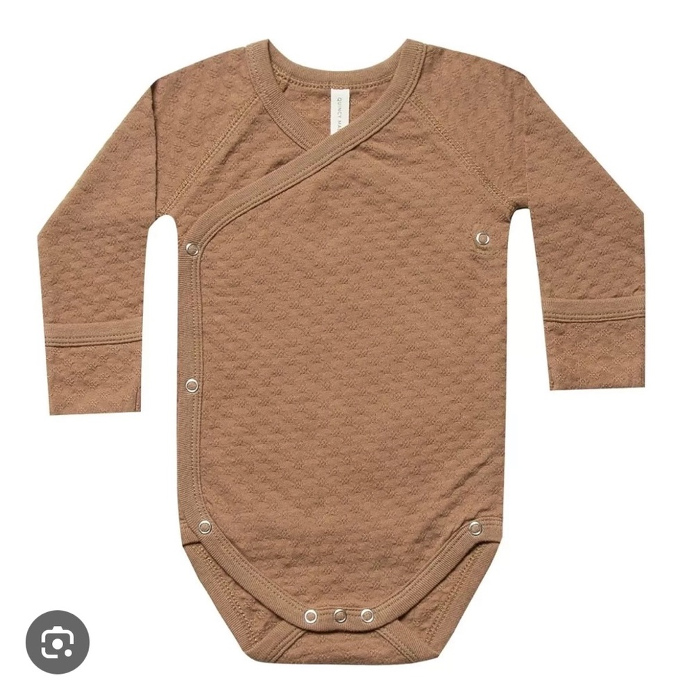 Quincy Mae Pointelle Long Sleeve Kimono Onesie in Root